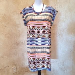 Multi Color Print Shift Dress